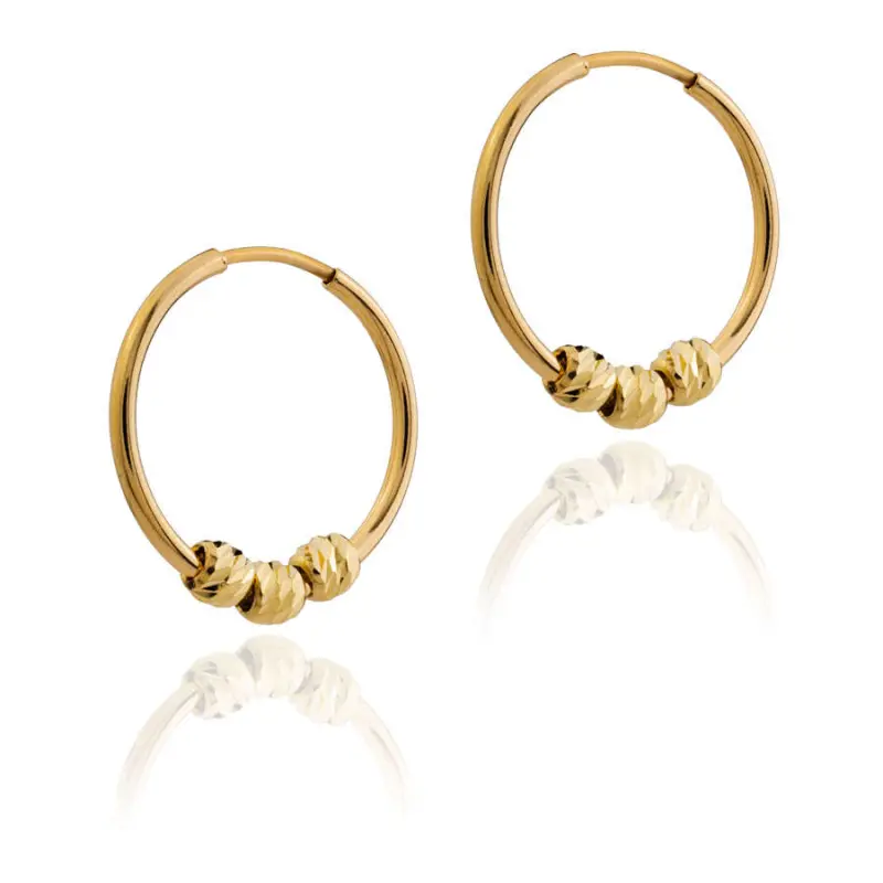 خرید گوشواره حلقه ای البرنادو 3 گوی طلایی طلا