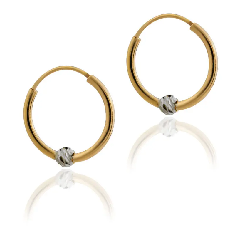 خرید گوشواره حلقه ای البرنادو 1 گوی نقره ای طلا