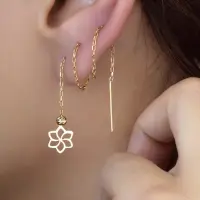 گوشواره طلا بخیه گوی و گل - تصویر 1