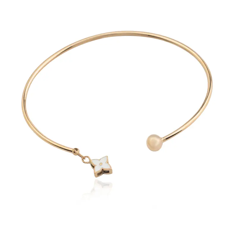 خرید دستبند النگویی طلا چهارپر سفید طلا